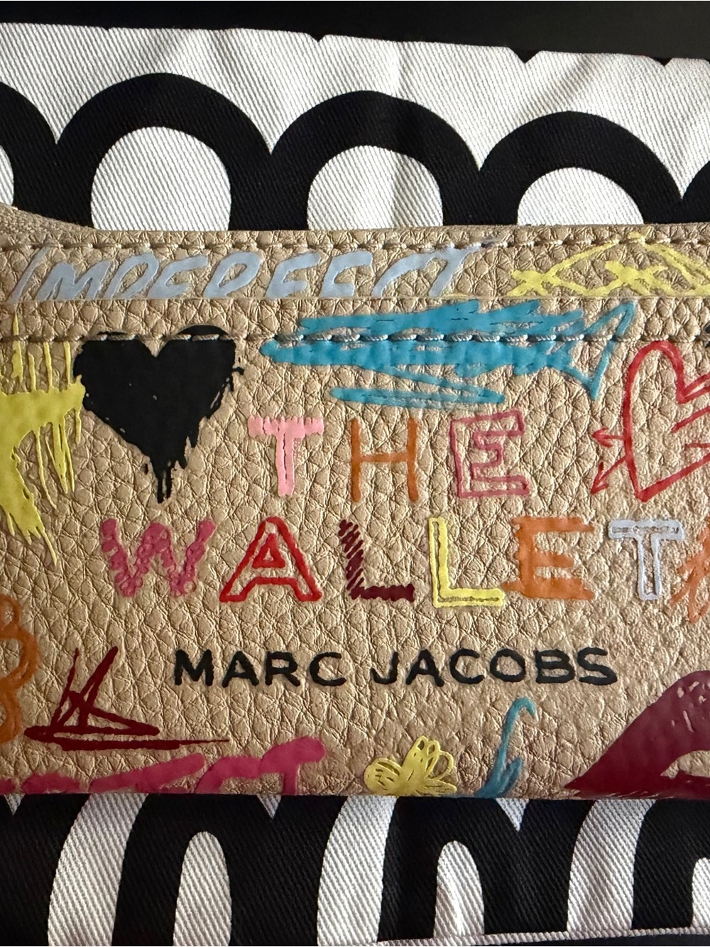 Marc Jacobs Beige Leather Graffiti Card Wallet